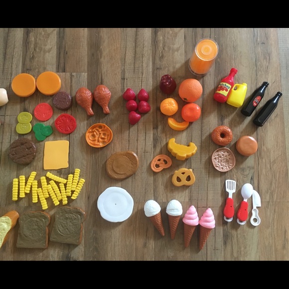 Lot Of Plastic Play Food With Shopping Basket - Picture 8 of 13